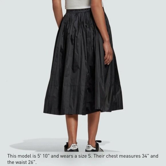 Adidas Black Pleated Athletic Nylon Midi Skirt - Picture 1 of 10